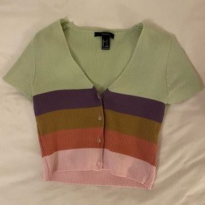 Colorful striped crop cardigan
